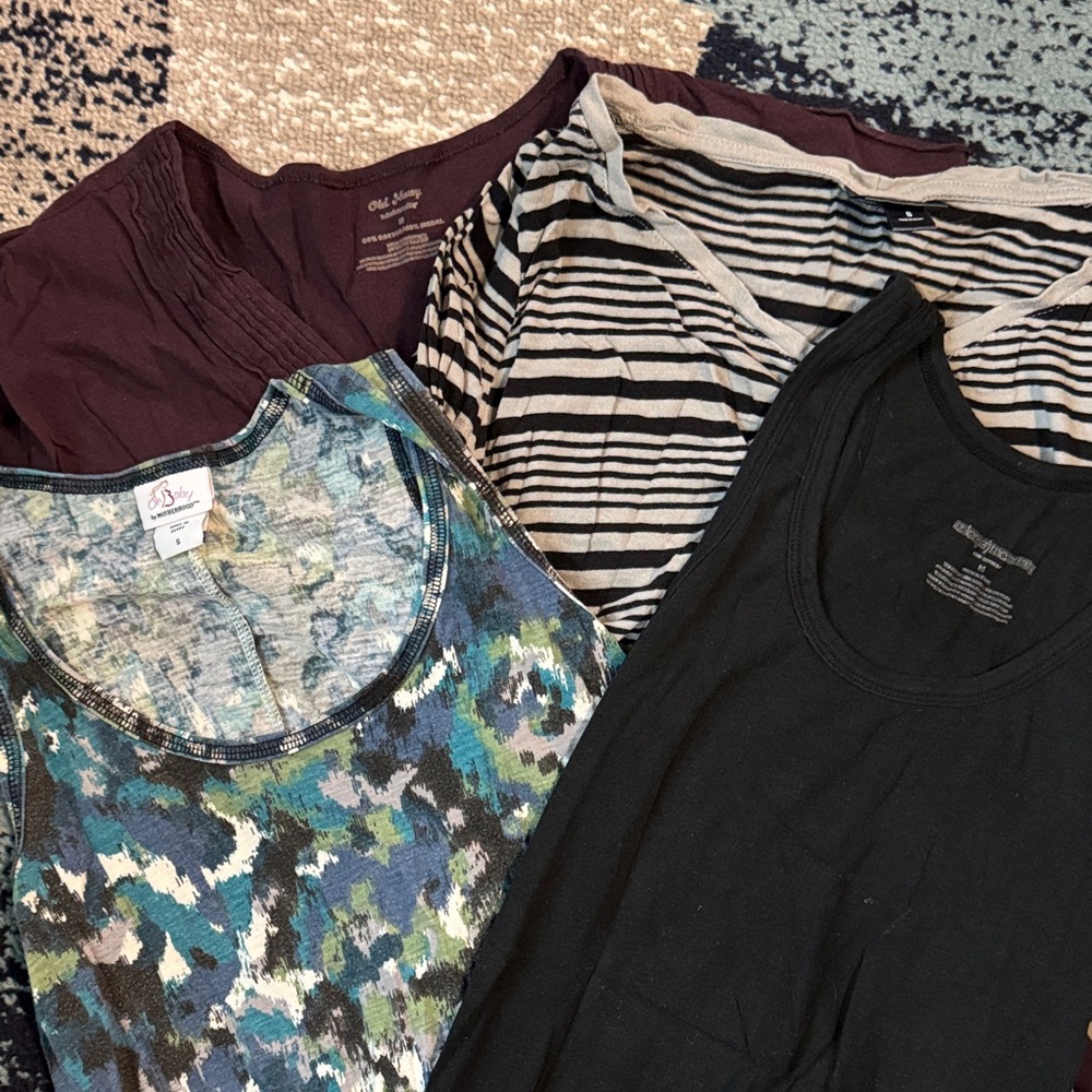 Stylish Women's Tops Collection - Black, Blue, Purple, and Striped